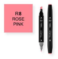 ShinHan Art 1110008-R8 Rose Pink Marker; An advanced alcohol based ink formula that ensures rich color saturation and coverage with silky ink flow; The alcohol-based ink doesn't dissolve printed ink toner, allowing for odorless, vividly colored artwork on printed materials; The delivery of ink flow can be perfectly controlled to allow precision drawing; EAN 880 