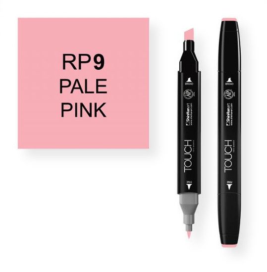 ShinHan Art 1110009-RP9 Pale Pink Marker; An advanced alcohol based ink formula that ensures rich color saturation and coverage with silky ink flow; The alcohol-based ink doesn't dissolve printed ink toner, allowing for odorless, vividly colored artwork on printed materials; The delivery of ink flow can be perfectly controlled to allow precision drawing; EAN 88