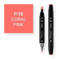 ShinHan Art 1110016-R16 Coral Pink Marker; An advanced alcohol based ink formula that ensures rich color saturation and coverage with silky ink flow; The alcohol-based ink doesn't dissolve printed ink toner, allowing for odorless, vividly colored artwork on printed materials; The delivery of ink flow can be perfectly controlled to allow precision drawing; EAN 8 