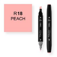 ShinHan Art 1110018-R18 Peach Marker; An advanced alcohol based ink formula that ensures rich color saturation and coverage with silky ink flow; The alcohol-based ink doesn't dissolve printed ink toner, allowing for odorless, vividly colored artwork on printed materials;  EAN 88093 