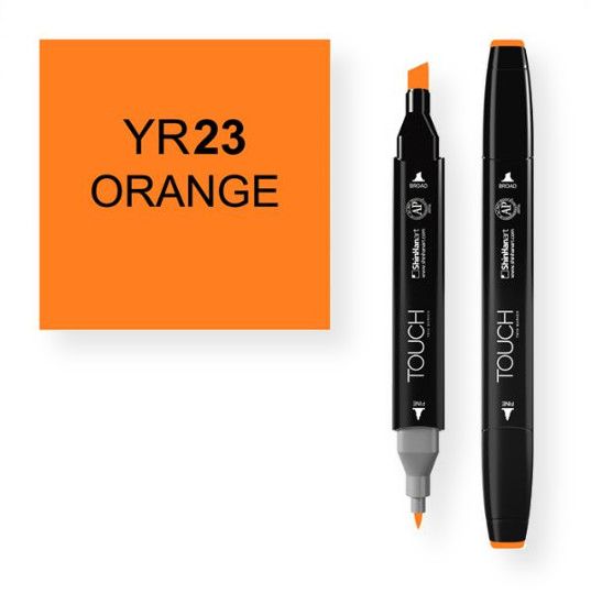 ShinHan Art 1110023-YR23 Orange Marker; An advanced alcohol based ink formula that ensures rich color saturation and coverage with silky ink flow; The alcohol-based ink doesn't dissolve printed ink toner, allowing for odorless, vividly colored artwork on printed materials; The delivery of ink flow can be perfectly controlled to allow precision drawing; EAN 8809309660227 (SHINHANARTALVIN SHINHANART-ALVIN SHINHANART1110023-YR23 SHINHANART-1110023-YR23 ALVIN1110023-YR23 ALVIN-1110023-YR23)