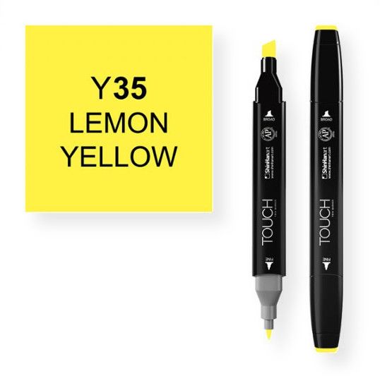 ShinHan Art 1110035-Y35 Lemon Yellow Marker; An advanced alcohol based ink formula that ensures rich color saturation and coverage with silky ink flow; The alcohol-based ink doesn't dissolve printed ink toner, allowing for odorless, vividly colored artwork on printed materials; EAN 8809309660333 (SHINHANARTALVIN SHINHANART-ALVIN SHINHANART1110035-Y35 SHINHANART-1110035-Y35 ALVIN1110035-Y35 ALVIN-1110035-Y35)