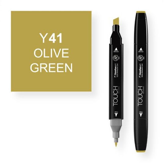 ShinHan Art 1110041-Y41 Olive Green Marker; An advanced alcohol based ink formula that ensures rich color saturation and coverage with silky ink flow; The alcohol-based ink doesn't dissolve printed ink toner, allowing for odorless, vividly colored artwork on printed materials; The delivery of ink flow can be perfectly controlled to allow precision drawing; EAN 8809309660371 (SHINHANARTALVIN SHINHANART-ALVIN SHINHANART1110041-Y41 SHINHANART-1110041-Y41 ALVIN1110041-Y41 ALVIN-1110041-Y41)