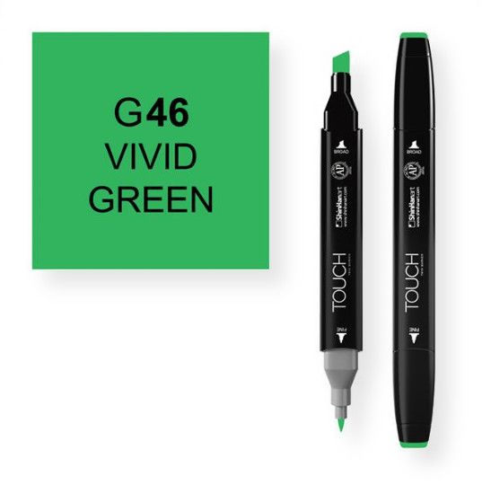 ShinHan Art 1110046-G46 Vivid Green Marker; An advanced alcohol based ink formula that ensures rich color saturation and coverage with silky ink flow; The alcohol-based ink doesn't dissolve printed ink toner, allowing for odorless, vividly colored artwork on printed materials; The delivery of ink flow can be perfectly controlled to allow precision drawing; EAN 8809309660425 (SHINHANARTALVIN SHINHANART-ALVIN SHINHANART1110046-G46 SHINHANART-1110046-G46 ALVIN1110046-G46 ALVIN-1110046-G46)