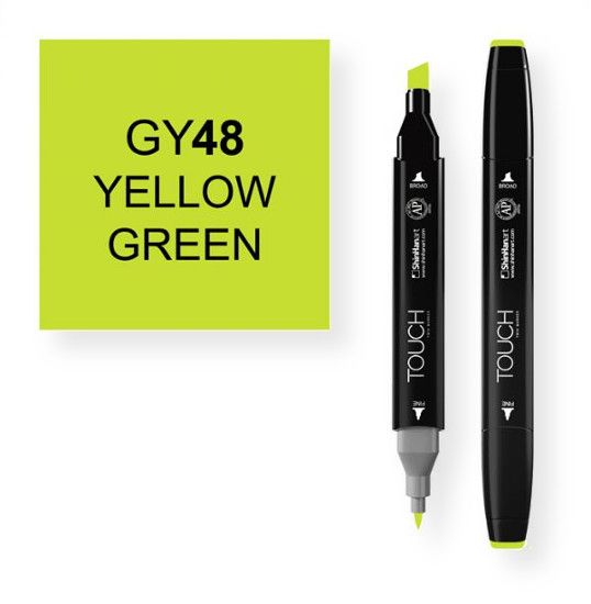 ShinHan Art 1110048-GY48 Yellow Green Marker; An advanced alcohol based ink formula that ensures rich color saturation and coverage with silky ink flow; The alcohol-based ink doesn't dissolve printed ink toner, allowing for odorless, vividly colored artwork on printed materials; The delivery of ink flow can be perfectly controlled to allow precision drawing; EAN 8809309660449 (SHINHANARTALVIN SHINHANART-ALVIN SHINHANART1110048-GY48 SHINHANART-1110048-GY48 ALVIN1110048-GY48 ALVIN-1110048-GY48)
