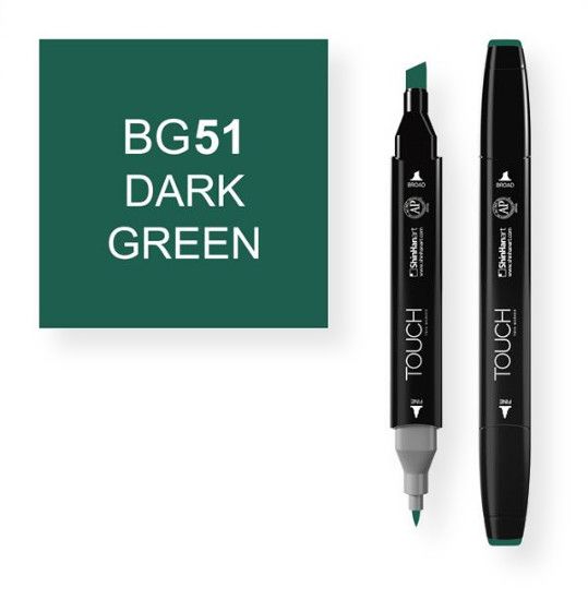 ShinHan Art 1110051-BG51 Dark Green Marker; An advanced alcohol based ink formula that ensures rich color saturation and coverage with silky ink flow; The alcohol-based ink doesn't dissolve printed ink toner, allowing for odorless, vividly colored artwork on printed materials; The delivery of ink flow can be perfectly controlled to allow precision drawing; EAN 8809309660470 (SHINHANARTALVIN SHINHANART-ALVIN SHINHANAR1110051-BG51 SHINHANART-1110051-BG51 ALVIN1110051-BG51 ALVIN-1110051-BG51)
