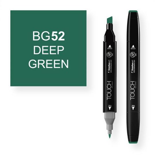 ShinHan Art 1110052-BG52 Deep Green Marker; An advanced alcohol based ink formula that ensures rich color saturation and coverage with silky ink flow; The alcohol-based ink doesn't dissolve printed ink toner, allowing for odorless, vividly colored artwork on printed materials; The delivery of ink flow can be perfectly controlled to allow precision drawing; EAN 8809309660487 (SHINHANARTALVIN SHINHANART-ALVIN SHINHANAR1110052-BG52 SHINHANART-1110052-BG52 ALVIN1110052-BG52 ALVIN-1110052-BG52)