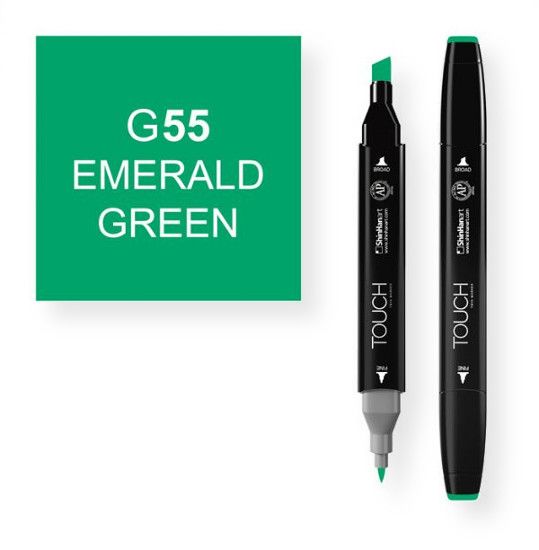 ShinHan Art 1110055-G55 Emerald Green Marker; An advanced alcohol based ink formula that ensures rich color saturation and coverage with silky ink flow; The alcohol-based ink doesn't dissolve printed ink toner, allowing for odorless, vividly colored artwork on printed materials; The delivery of ink flow can be perfectly controlled to allow precision drawing; EAN 8809309660517 (SHINHANARTALVIN SHINHANART-ALVIN SHINHANAR1110055-G55 SHINHANART-1110055-G55 ALVIN1110055-G55 ALVIN-1110055-G55)