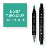 ShinHan Art 1110057-BG57 Turquoise Green Light Marker; An advanced alcohol based ink formula that ensures rich color saturation and coverage with silky ink flow; The alcohol-based ink doesn't dissolve printed ink toner, allowing for odorless, vividly colored artwork on printed materials; The delivery of ink flow can be perfectly controlled to allow precision drawing; EAN 8809309660531 (SHINHANARTALVIN SHINHANART-ALVIN SHINHANAR1110057-BG57 SHINHANART-1110057-BG57 ALVIN1110057-BG57 ALVIN-1110057- 