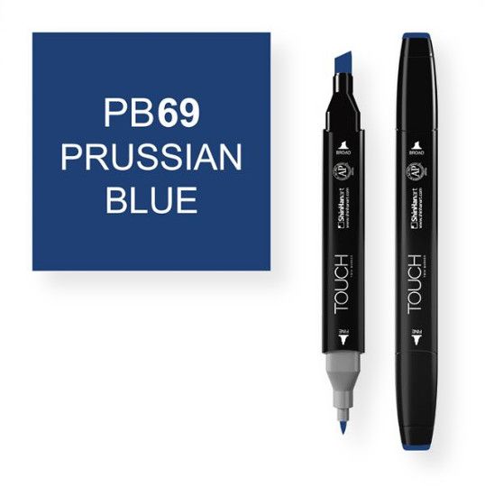 ShinHan Art 1110069-PB69 Prussian Blue Marker; An advanced alcohol based ink formula that ensures rich color saturation and coverage with silky ink flow; The alcohol-based ink doesn't dissolve printed ink toner, allowing for odorless, vividly colored artwork on printed materials; The delivery of ink flow can be perfectly controlled to allow precision drawing; EAN 8809309660647 (SHINHANARTALVIN SHINHANART-ALVIN SHINHANAR1110069-PB69 SHINHANART-1110069-PB69 ALVIN1110069-PB69 ALVIN-1110069-PB69)