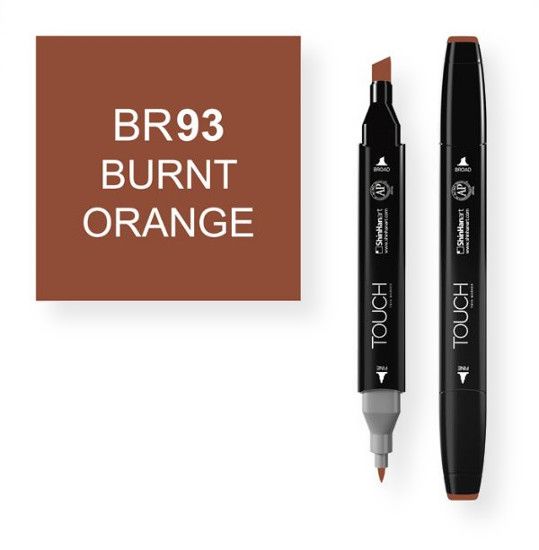 ShinHan Art 1110093-BR93 Burnt Orange Marker; An advanced alcohol based ink formula that ensures rich color saturation and coverage with silky ink flow; The alcohol-based ink doesn't dissolve printed ink toner, allowing for odorless, vividly colored artwork on printed materials; The delivery of ink flow can be perfectly controlled to allow precision drawing; The ergonomically designed rectangular body resists rolling on work surfaces and provides a perfect grip that avoids smudges and smears; EA
