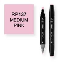 ShinHan Art 1110137-RP137 Medium Pink Marker; An advanced alcohol based ink formula that ensures rich color saturation and coverage with silky ink flow; The alcohol-based ink doesn't dissolve printed ink toner, allowing for odorless, vividly colored artwork on printed materials; The delivery of ink flow can be perfectly controlled to allow precision drawing; The ergonomically designed rectangular body resists rolling on work surfaces and provides a perfect grip that avoids smudges and smears; EA 