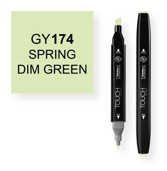 ShinHan Art 1110174-GY174 Spring Dim Green Marker; An advanced alcohol based ink formula that ensures rich color saturation and coverage with silky ink flow; The alcohol-based ink doesn't dissolve printed ink toner, allowing for odorless, vividly colored artwork on printed materials; The delivery of ink flow can be perfectly controlled to allow precision drawing; EAN 8809309661309 (SHINHANARTALVIN SHINHANART-ALVIN SHINHANARTALVIN1110174-GY174 SHINHANART-1110174-GY174 ALVIN1110174-GY174 ALVIN-111