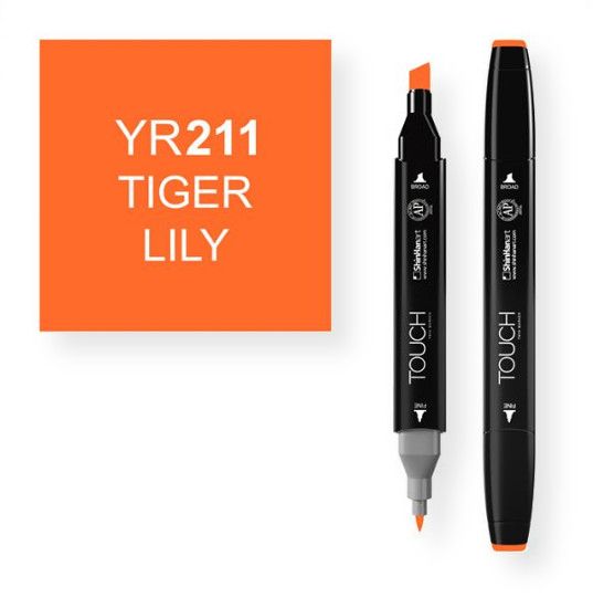 ShinHan Art 1110211-YR211 Tiger Lily Marker; An advanced alcohol based ink formula that ensures rich color saturation and coverage with silky ink flow; The alcohol-based ink doesn't dissolve printed ink toner, allowing for odorless, vividly colored artwork on printed materials; The delivery of ink flow can be perfectly controlled to allow precision drawing; EAN 8809326960409 (SHINHANARTALVIN SHINHANART-ALVIN SHINHANARTALVIN SHINHANART-1110211-YR211 ALVIN1110211-YR211 ALVIN-1110211-YR211)