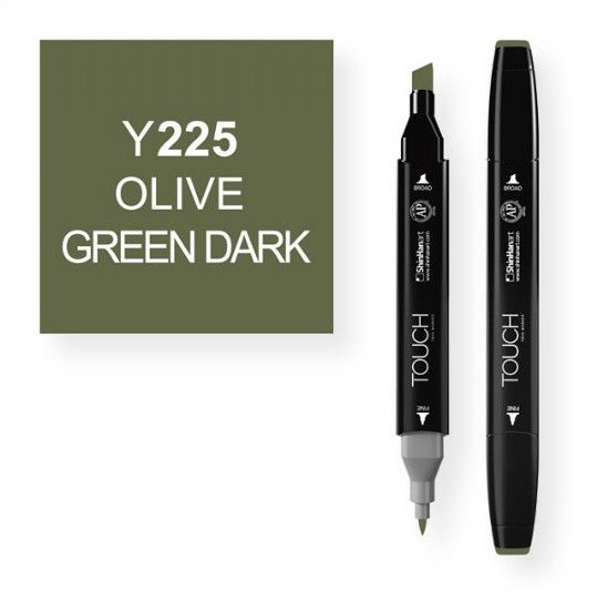 ShinHan Art 1110225-Y225 Olive Green Dark Marker; An advanced alcohol based ink formula that ensures rich color saturation and coverage with silky ink flow; The alcohol-based ink doesn't dissolve printed ink toner, allowing for odorless, vividly colored artwork on printed materials; The delivery of ink flow can be perfectly controlled to allow precision drawing; EAN 8809326960447 (SHINHANARTALVIN SHINHANART-ALVIN SHINHANARTALVIN SHINHANART-1110225-Y225 ALVIN1110225-Y225 ALVIN-1110225-Y225)