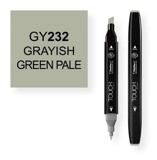 ShinHan Art 1110232-GY232 Grayish Green Pale Marker; An advanced alcohol based ink formula that ensures rich color saturation and coverage with silky ink flow; The alcohol-based ink doesn't dissolve printed ink toner, allowing for odorless, vividly colored artwork on printed materials; The delivery of ink flow can be perfectly controlled to allow precision drawing; EAN 8809326960478 (SHINHANARTALVIN SHINHANART-ALVIN SHINHANARTALVIN SHINHANART-1110232-GY232 ALVIN1110232-GY232 ALVIN-1110232-GY232)