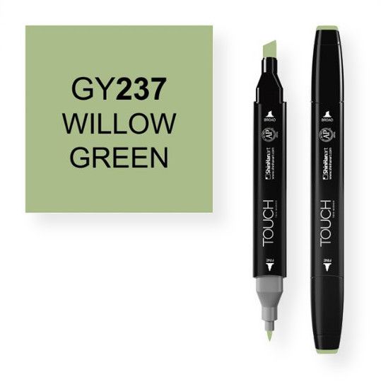 ShinHan Art 1110237-GY237 Willow Green Marker; An advanced alcohol based ink formula that ensures rich color saturation and coverage with silky ink flow; The alcohol-based ink doesn't dissolve printed ink toner, allowing for odorless, vividly colored artwork on printed materials; The delivery of ink flow can be perfectly controlled to allow precision drawing; EAN 8809326960522 (SHINHANARTALVIN SHINHANART-ALVIN SHINHANARTALVIN SHINHANART-1110237-GY237 ALVIN1110237-GY237 ALVIN-1110237-GY237)