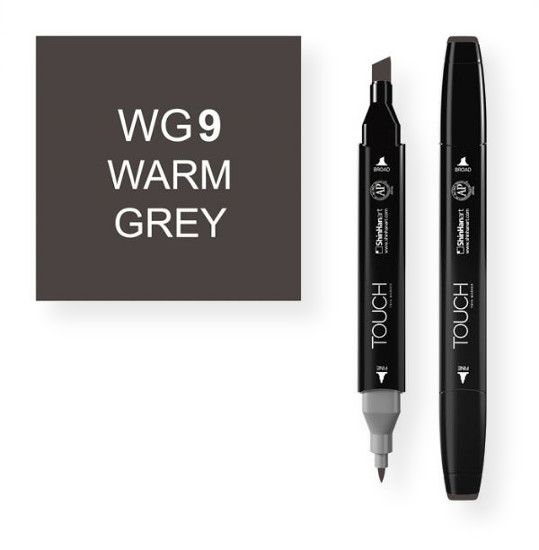 ShinHan Art 1111090-WG9 Warm Grey 9 Marker; An advanced alcohol based ink formula that ensures rich color saturation and coverage with silky ink flow; The alcohol-based ink doesn't dissolve printed ink toner, allowing for odorless, vividly colored artwork on printed materials; The delivery of ink flow can be perfectly controlled to allow precision drawing; EAN 8809309661682 (SHINHANARTALVIN SHINHANART-ALVIN SHINHANARTALVIN SHINHANART-1111090-WG9 ALVIN1111090-WG9 ALVIN-1111090-WG9)