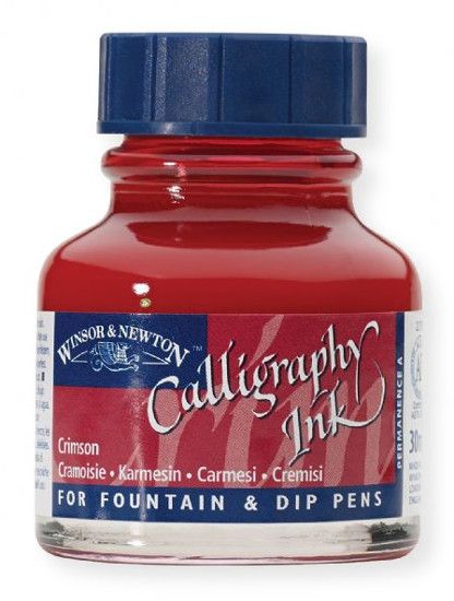 Winsor & Newton 1111203 Calligraphy Ink Crimson; Maximum brilliance of color; Opaque and suitable for dip pen and brush; Unrivaled permanence and quality; Non waterproof to ensure no clogging and good flow characteristics when used in fountain or dip pens; Lightfast; UPC 094376907186 (WINSOR&NEWTONALVIN WINSOR&NEWTON-ALVIN WINSOR&NEWTON1111203 WINSOR&NEWTON-1111203 ALVIN1111203 ALVIN-1111203 ALVINCALLIGRAPHYINK)