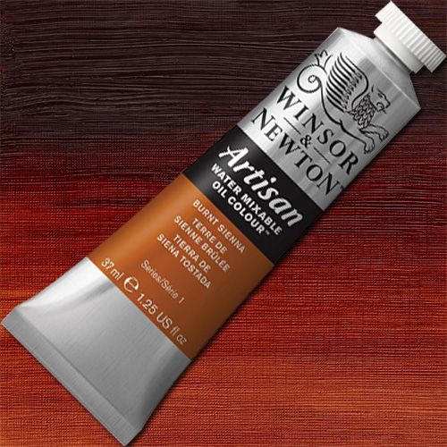 Winsor And Newton 1514074 Artisan Water Mixable Oil Color, 37 ml Tube, Burnt Sienna; A single pigment color, Burnt Sienna is a mid-range red color with strong tinting qualities; It is a highly stable, bold opaque pigment; Artisan Water Mixable Oil Color has been specifically developed to appear and work just like conventional oil color; UPC 094376896183 (WINSORANDNEWTON WINSOR AND NEWTON ALVIN BURNT SIENNA 1514074)