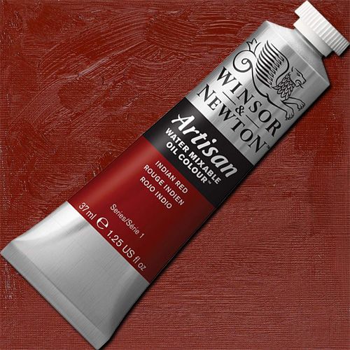Winsor And Newton 1514317 Artisan Water Mixable Oil Color, 37 ml Tube, Indian Red; A single pigment color, Indian Red is a mid-range red color with strong tinting qualities; It is a highly stable, bold opaque pigment; Artisan Water Mixable Oil Color has been specifically developed to appear and work just like conventional oil color; UPC 094376896176 (WINSORANDNEWTON WINSOR AND NEWTON ALVIN INDIAN RED 1514317)