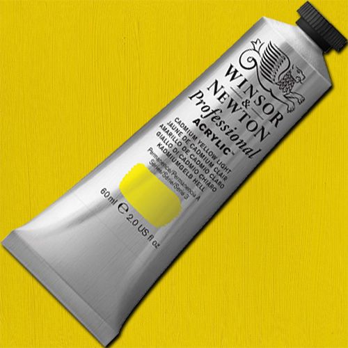 Winsor And Newton 2320113 Professional Acrylic Color Paint, 60ml Tube, Cadmium Yellow Light; Unrivalled brilliant color due to a revolutionary transparent binder, single, highest quality pigments, and high pigment strength; No color shift from wet to dry; Longer working time; Offers good levels of opacity and covering power; Satin finish with variable sheen; EAN 5012572011013 (WINSOR AND NEWTON 2320113 PAINT ACRYLIC ALVIN CADMIUM YELLOW LIGHT)