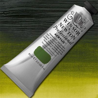 Winsor And Newton 2320503 Professional Acrylic Color Paint, 60ml Tube, Permanent Sap Green; Unrivalled brilliant color due to a revolutionary transparent binder, single, highest quality pigments, and high pigment strength; No color shift from wet to dry; Longer working time; Offers good levels of opacity and covering power; Satin finish with variable sheen; EAN 5012572011389 (WINSOR AND NEWTON 2320503 PAINT ACRYLIC ALVIN PERMANENT SAP GREEN)