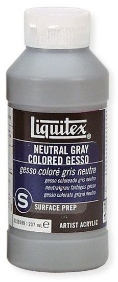 Liquitex 5320599 Colored Gesso Neutral Gray; Establishes a color ground while providing all the attributes of traditional acrylic gesso; Gives opaque coverage; UPC: 094376924008 (ALVIN5320599 ALVIN-5320599 LIQUITEX5320599 LIQUITEX-5320599 ALVIN-GEL 5320599-GEL)