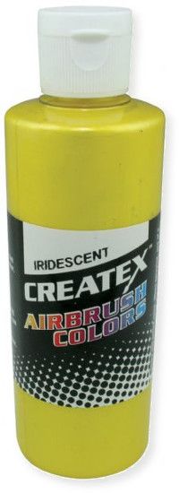 Createx 5503-02 Airbrush Paint 2oz Iridescent Yellow, Made with light fast pigments and durable resins; Works on fabric, wood, leather, canvas, plastics, aluminum, metals, ceramics, poster board, brick, plaster, latex, glass, and more; Colors are water based; Non toxic; UPC 717893255034 (CREATEXALVIN CREATEX-ALVIN CREATEX5503-02 ALVIN5503-02 ALVINAIRBRUSHPAINT ALVIN-AIRBRUSHPAINT)