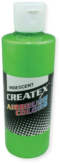 Createx 5507-02 Airbrush Paint 2oz Iridescent Green, Made with light fast pigments and durable resins; Works on fabric, wood, leather, canvas, plastics, aluminum, metals, ceramics, poster board, brick, plaster, latex, glass, and more; Colors are water based; Non toxic; UPC 717893255072 (CREATEXALVIN CREATEX-ALVIN CREATEX5507-02 ALVIN5507-02 ALVINAIRBRUSHPAINT ALVIN-AIRBRUSHPAINT)