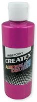 Createx 5508-02 Airbrush Paint 2oz Iridescent Fuchsia, Made with light fast pigments and durable resins; Works on fabric, wood, leather, canvas, plastics, aluminum, metals, ceramics, poster board, brick, plaster, latex, glass, and more; Colors are water based; Non toxic; UPC 717893255089 (CREATEXALVIN CREATEX-ALVIN CREATEX5508-02 ALVIN5508-02 ALVINAIRBRUSHPAINT ALVIN-AIRBRUSHPAINT) 