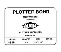 Alvin 5811-9 Heavyweight Opaque Plotter Bond 50-Sheet Pack 22 x 34; For checkplots; 92% bright, snow white finish provides excellent contrast; Great for pen/inkjet use; Extremely durable, yet economical; Use when Diazo production is not intended; Recommended pen type is felt-tip or ballpoint; Shipping Weight 8.31 lb; Shipping Dimensions 34.00 x 22.00 x 0.25 in; UPC 088354855705 (ALVIN58119 ALVIN-58119 -5811-9 ALVIN-58119 PAPER PLOTTING) 
