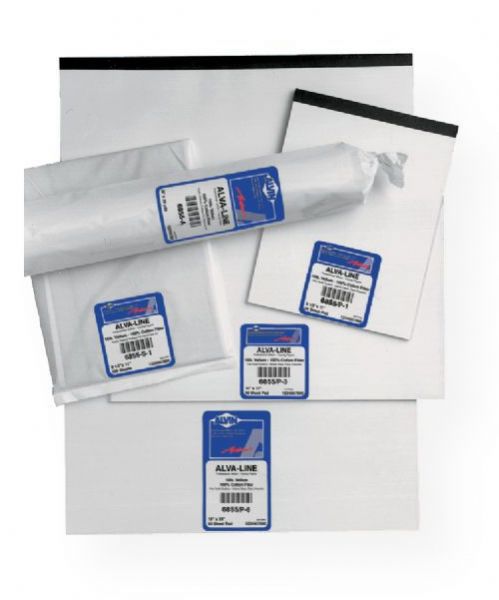 Alvin 6855/P-5 Alva-Line 100% Rag Vellum Tracing Paper 50-Sheet Pad 12 x 18; Alva-Line Series 6855 is a medium weight 16 lb; basis vellum paper manufactured from 100% new cotton rag fibers with a non-fading blue-white tint; Available in 10- and 100-sheet packs, 50-sheet pads, and rolls; Also available with pre-printed title block and border and with non-repro grids; UPC 088354202554 (ALVIN6855P5 ALVIN-6855P5 ALVA-LINE-6855/P-5 ALVIN-6855P5 TRACING PAPER ARTWORK)