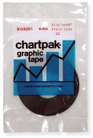 Chartpak BG6201 1/16 x 648 Graphic Tape Black Gloss; Create even solid lines for charts and decorations; UPC: 014173010384 (ALVINCHARTPAK ALVIN-CHARTPAK ALVINBG6201 ALVIN-BG6201 ALVINGRAPHICTAPE ALVIN-GRAPHICTAPE)