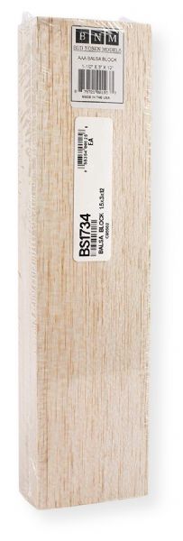 Alvin BS1734 Balsa Wood Block 1.5 x 3; Selected Triple A Grade balsa wood blocks, sheets, and strips cut to very close tolerances; Sizes listed are for 0.75