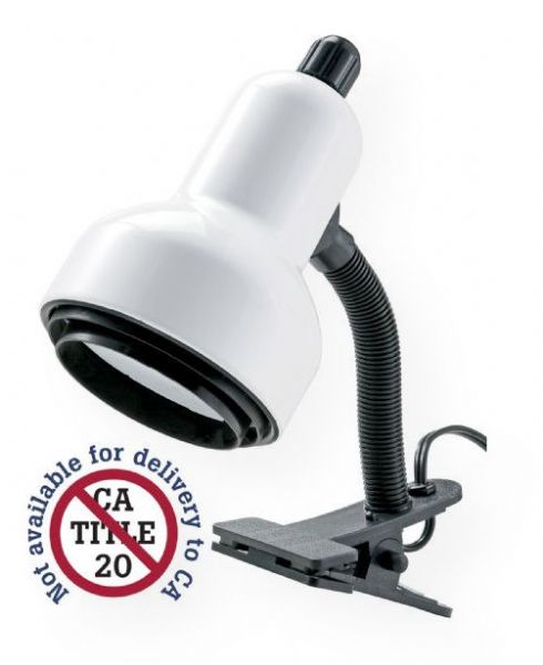 Alvin CLC400-D Clip Light White; Versatile gooseneck clip light can be used anywhere additional light is needed; The metal shade concentrates illumination then diffuses it with a 4.5