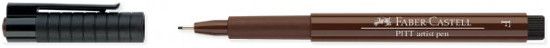 Faber-Castell FC167275 Artist Pen Sepia Fine; Suitable for sketches, studies, and ink drawings, the PITT artist pen has a long life and is easy to use;  The drawing ink is extremely fade resistant and waterproof; UPC: 400540167275 (FABER-CASTELLFC167275 FABER-CASTELL-FC167275 ALVINFABERCASTELL ALVIN-FABER-CASTELL ALVIN-PEN ALVINPEN)