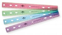 Alvin FL01 12" Plastic 3-Ring Binder Ruler; Transparent, shatter resistant classroom ruler in assorted colors, no choice; Fits in 3 ring binders; UPC: 088354547181 (ALVINFL01 ALVIN-FL01 ALVINRULER ALVINRULER FL01RULER FL01-RULER) 