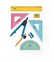 Alvin FL04 Geometry Set with Compass 8 Piece; Includes 6" ruler, protractor 4", triangle 3" 45 degrees to 90 degrees, triangle 4" 30 degrees to 60 degrees, compass, pencil, pencil sharpener, and eraser, in a convenient, reusable hinged storage case; Shipping Dimensions 7.25 x 3.25 x 1.25 inches; Shipping Weight 0.25 lb; UPC 088354258926 (ALVINFL04 ALVIN-FL04 FL-04 FL/04  DRAWING MEASURING OFFICE)  