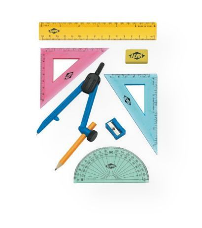 Alvin FL04 Geometry Set with Compass 8 Piece; Includes 6