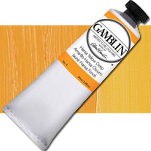 Gamblin G1315 Artists' Grade, Oil Color 37ml Hansa Yellow Deep; Alkyd oil colors with luscious working properties; No adulterants are used so each color retains the unique characteristics of the pigments, including tinting strength, transparency, and texture; FastMatte colors give painters a palette of oil colors that dry to a beautiful matte surface in 18 hours; UPC 729911113158 (GAMBLIN G1315 PAINT ALVIN OIL HANSA YELLOW DEEP)