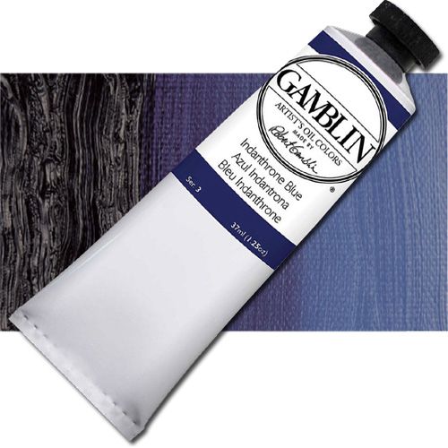 Gamblin G1320 Artists' Grade, Oil Color 37ml Indanthrone Blue; Alkyd oil colors with luscious working properties; No adulterants are used so each color retains the unique characteristics of the pigments, including tinting strength, transparency, and texture; FastMatte colors give painters a palette of oil colors that dry to a beautiful matte surface in 18 hours; UPC 729911113202 (GAMBLIN G1320 PAINT ALVIN OIL INDANTHRONE BLUE)