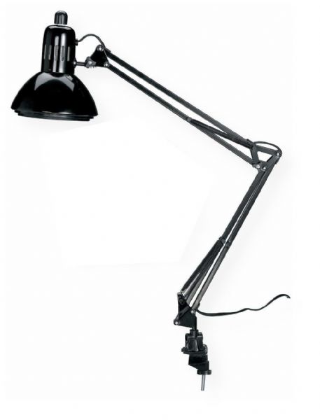 Alvin G2540-B Swing-Arm Lamp Black; Swing arm lamp with a ventilated 6.5
