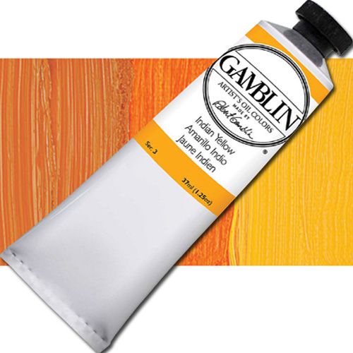 Gamblin G6350 Grade Oil Color, 150ml Jumbo Tube, Indian Yellow; Gamblin Artist's Oil Colors are crafted by hand with the well-being of artists, their work, and the environment in mind; The range of colors includes both historically accurate paints and modern, synthetically derived hues; For everything from traditional realism to contemporary abstraction, you'll find your ideal colors within the Gamblin line; UPC 729911163504 (GAMBLIN ALVIN G6350 PAINT OIL INDIAN YELLOW)