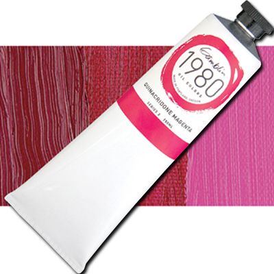 Gamblin G6580 Grade Oil Color, 150ml Jumbo Tube, Quinacridone Magenta; Gamblin Artist's Oil Colors are crafted by hand with the well-being of artists, their work, and the environment in mind; The range of colors includes both historically accurate paints and modern, synthetically derived hues; For everything from traditional realism to contemporary abstraction, you'll find your ideal colors within the Gamblin line; UPC 729911165805 (GAMBLIN ALVIN G6580 PAINT OIL QUINACRIDONE MAGENTA)