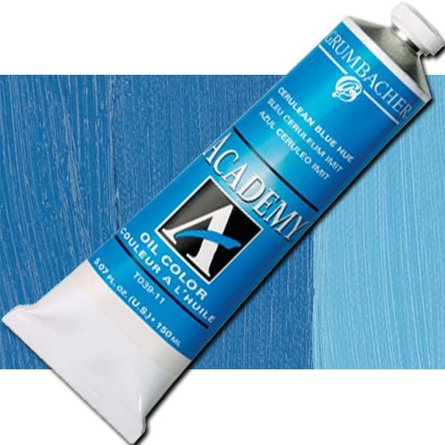 Grumbacher Academy GBT039B Oil Paint, 37 ml, Cerulean Blue Hue; Quality oil paint produced in the tradition of the old masters; The wide range of rich, vibrant colors has been popular with artists for generations; 37ml tube; Transparency rating: T=transparent; Dimensions 3.25