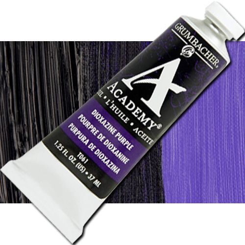 Grumbacher Academy GBT061B Oil Paint, 37 ml, Dioxazine Purple; Quality oil paint produced in the tradition of the old masters; The wide range of rich, vibrant colors has been popular with artists for generations; 37ml tube; Transparency rating: T=transparent; Dimensions 3.25