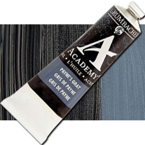 Grumbacher Academy GBT156B Oil Paint, 37 ml, Payne's Gray; Quality oil paint produced in the tradition of the old masters; The wide range of rich, vibrant colors has been popular with artists for generations; 37ml tube; Transparency rating: T=transparent; Dimensions 3.25