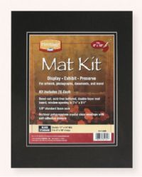 Heritage Arts H1114SDB 11" x 14" Pre Cut Double Layer Black Mat Kit; Display, exhibit and preserve artwork, photographs, documents, etc; 11” x 14” mats have a window opening of 7½" x 9½" to display 8” x 10” images; Each standard series mat kit includes bevel-cut, acid-free buffered 1/16” thick mat board, 1/8” thick standard foam core, and an archival polypropylene crystal clear envelope with self-adhesive closure; UPC: 088354811343 (ALVINHERITAGEARTS ALVIN-HERITAGEARTS ALVINH1114SDB ALVIN-H1114S 