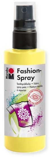 Marabu M17199050020 Fashion Spray Lemon 100ml; Water based fabric spray paint, odorless and light fast, brilliant colors, soft to the touch; For light colored fabric with up to 20% man made fibers; After fixing washable up to 40 C; Ideal for free hand spraying, stenciling and many other techniques; EAN: 4007751659392 (MARABUM17199050005 MARABU-M17199050020 ALVINMARABU ALVIN-MARABU ALVIN-M17199050020 ALVINM17199050020) 